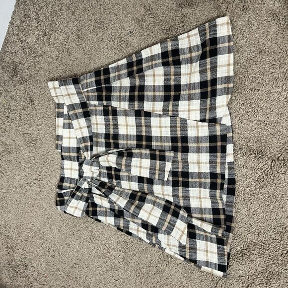 Zara Skirt Womens Small Plaid Pleated Academia School Girl Preppy‎ Retro Tie - Picture 6 of 10